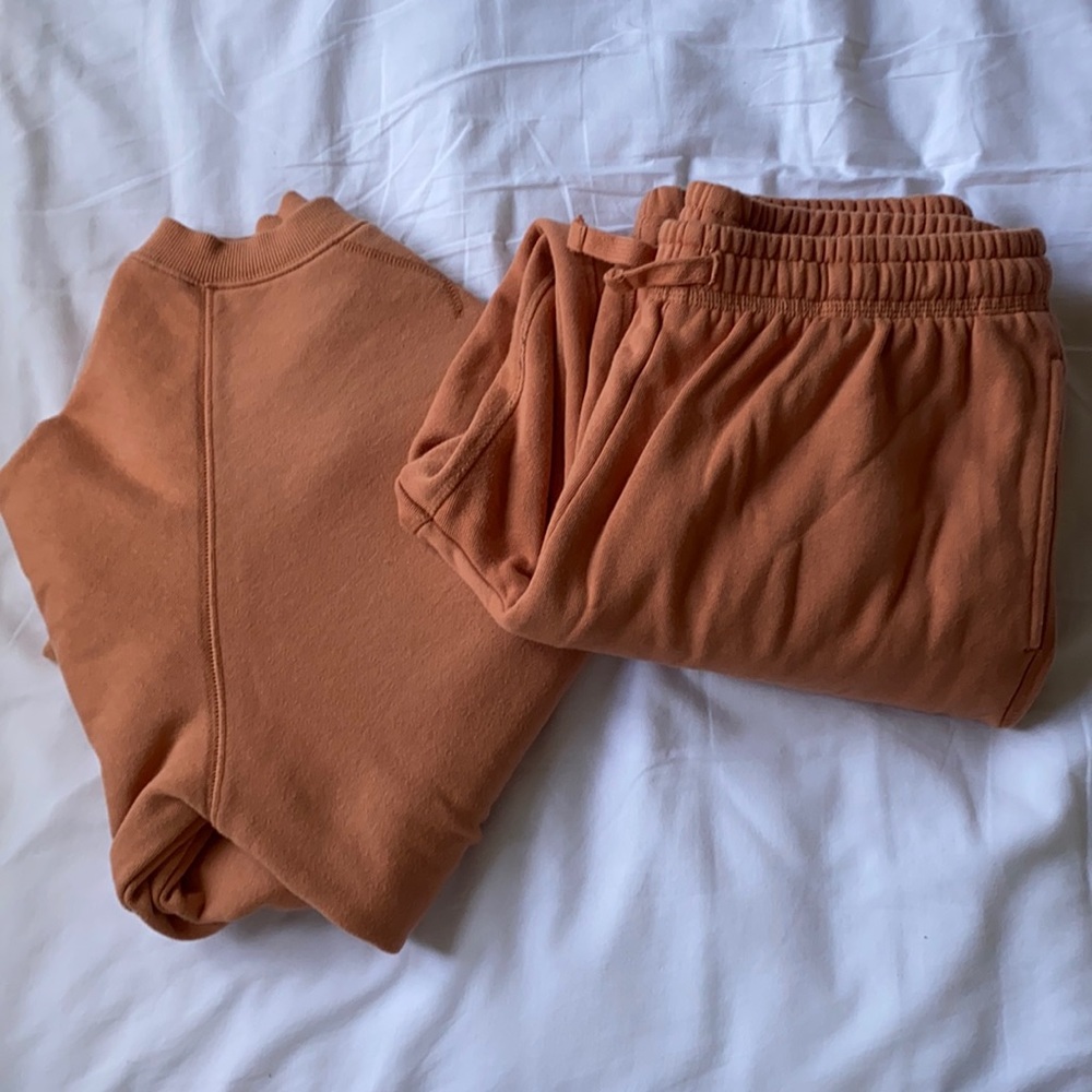 Peach coral sweat suit